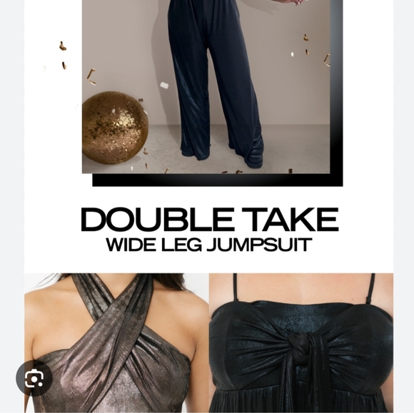 ****NWT*** size M Smash and Tess Double-Take Wide Leg Jumpsuit in Metallic Black - Picture 10 of 10